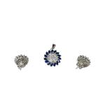 925 Sterling Silver Pendant Set with Blue Stones